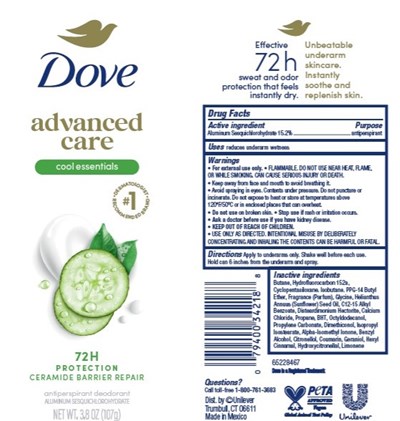Label (Dove Advanced Care Cool Essentials 72h Protection Antiperspirant Deodorant   Artwork)